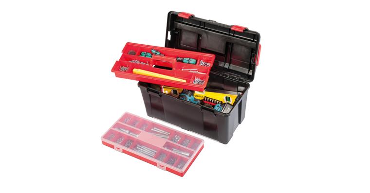Tool box black impact-resistant polypropylene 445x230x220 mm empty