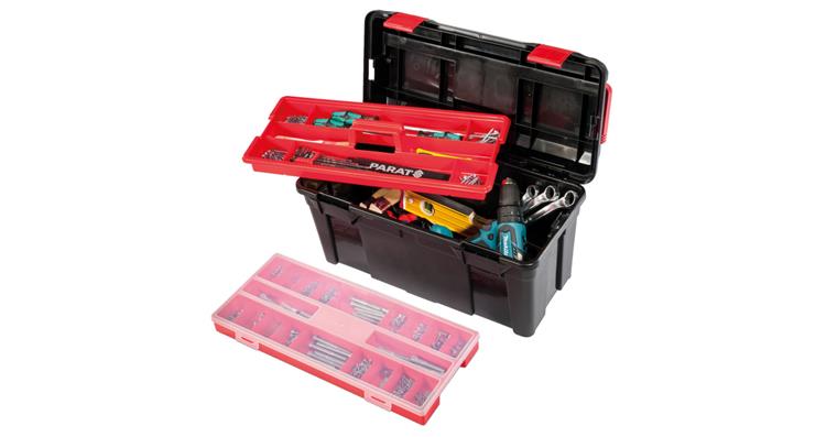 Tool box black impact-resistant polypropylene 580x285x290 mm empty