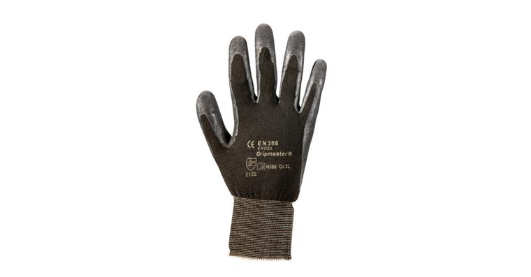 Nylon knitted gloves Gripmaster with latex coating, black, size 9/XL