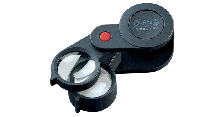 1004392003 ESCHENBACH folding magnifying glass, 3/6/9x magnification achromatic