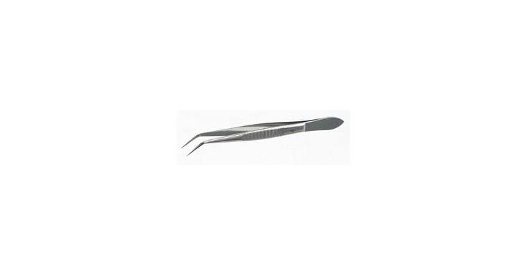 1004634005 Pinzette spitz gebogen vernickelt 130 mm