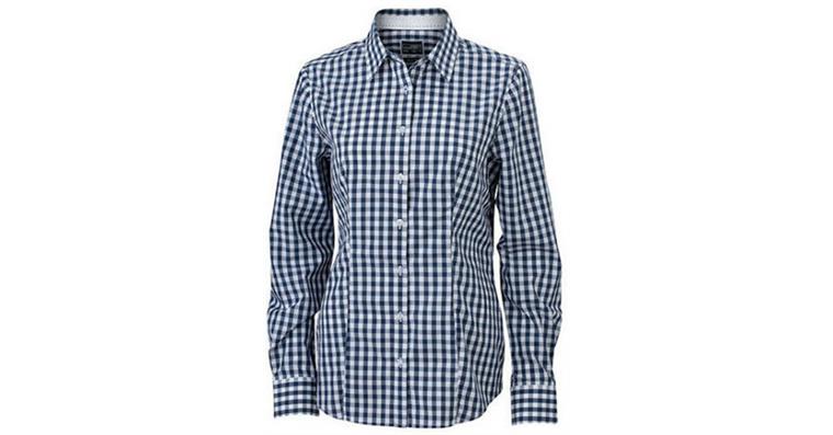 1002690214 Ladies' shirt checked navy/white sz L