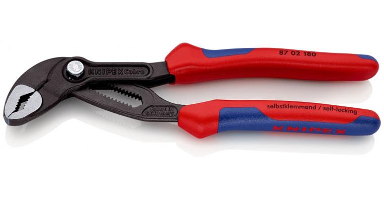 KNIPEX Wasserpumpenzange Cobra 180 mm Kopf poliert mit Zweikomponentengriff