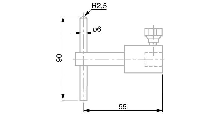 1001330497 TESA gauge slide with probe rod, carbide measuring surface