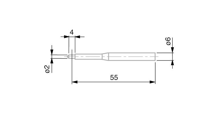 1001330493 TESA gauge slide with small conical carbide measuring surface 2 mm