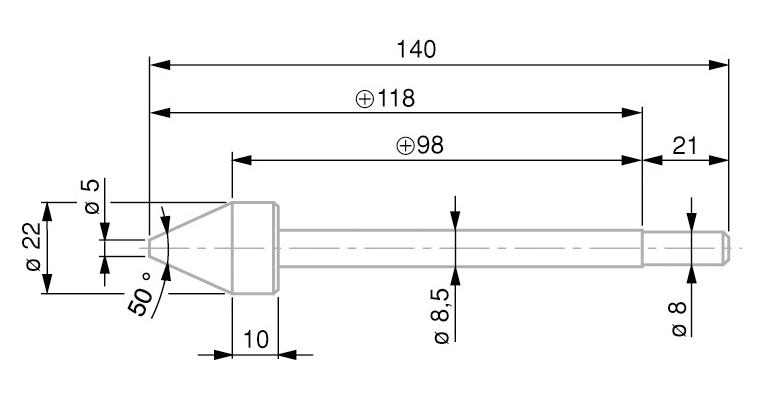 1001330451 TESA hardened steel gauge slide 5.0-20.0 mm with conical measuring surface