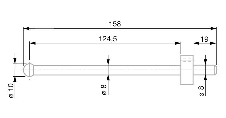 1001330449 TESA gauge slide with carbide ball, 10 mm diameter, long