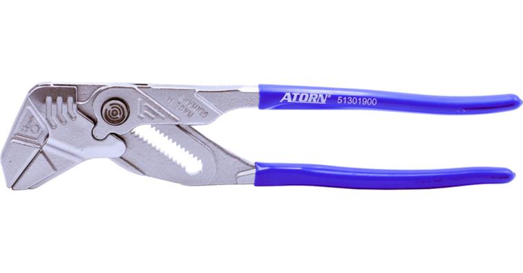 1056853101 ATORN plier wrench 250 mm to AF 52 mm, matt chrome-plated, PVC grip covers