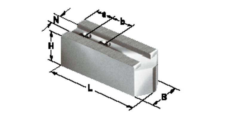 Soft interchangeable jaw grip long serration 1.5 mm x 60° for chuck dia. 200 mm