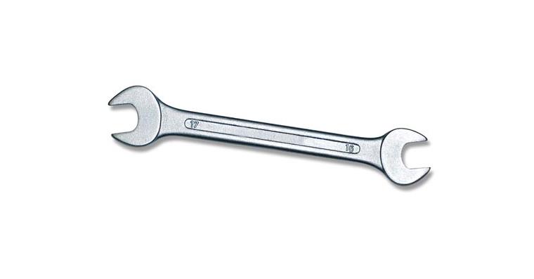 Double open-end wrench 15° DIN 3110 CV steel AF 17x19 mm