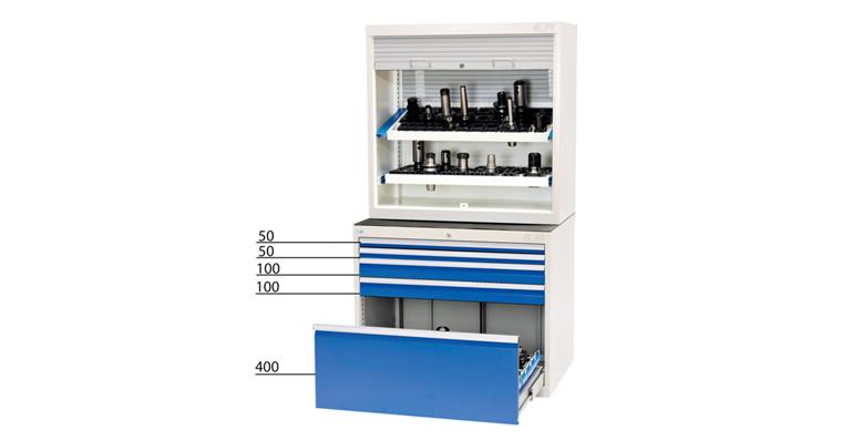 1083972101 CNC drawer cabinet 5 drawers 2x50 2x100 1x150 1x400mm 1005x736x1019mm