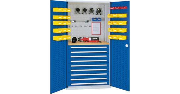 Schrank m. Lochplattentür, Mod. 7, 7035, 9 Schubladen