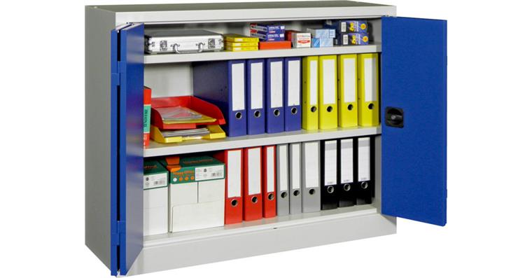 Folding door cabinet 1000x1500x600 mm body 7035 doors RAL 7035/5012