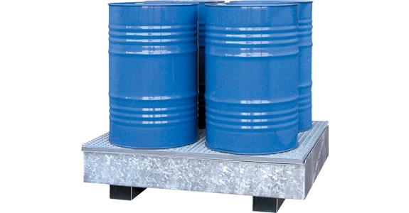 1085569201 Auffangwanne 1250x820x340 für 2 Fässer, verzinkt, Traglast 500 kg