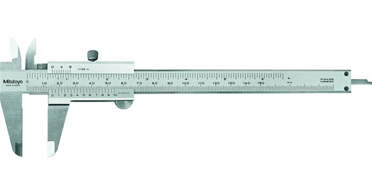Präzisions-Taschenmessschieber 0-150 mm/0-6 inch m. Feststellschraube 0,05mm