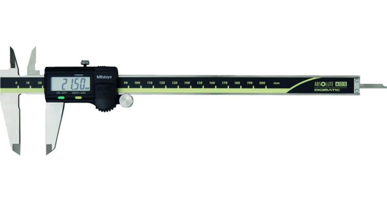 Digital pocket vernier callipers 0-200 mm with data output and drive wheel