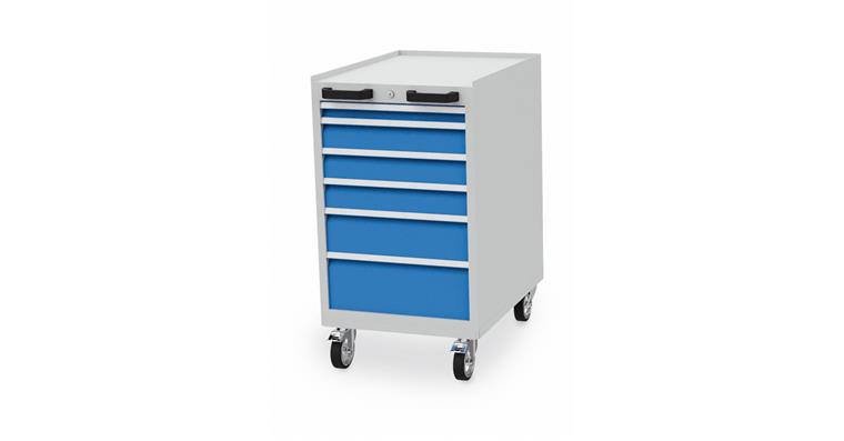 Mobile drawer cabinet W555xD736xH990mm 6x drawers RAL 7035/5012
