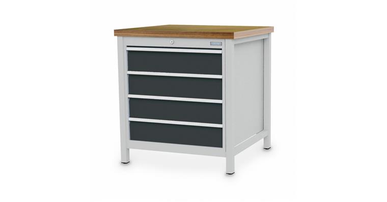 Cabinet workbench W810XD750XH959mm 4x drawers RAL7035/7016