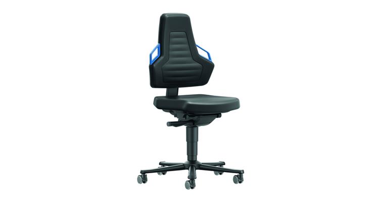 Arbeitsdrehstuhl Nexxit 2 Sitzhöhe 450-600mm mit Rollen PU-Schaum Griff blau