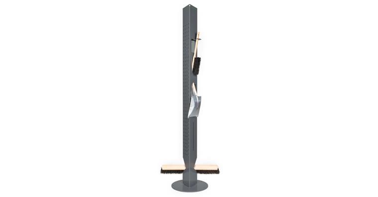 Cleaning station Clean Tower incl. dustpan, hand brush and workshop broom