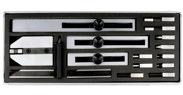 End gauge accessory set 17 pieces in aluminium case