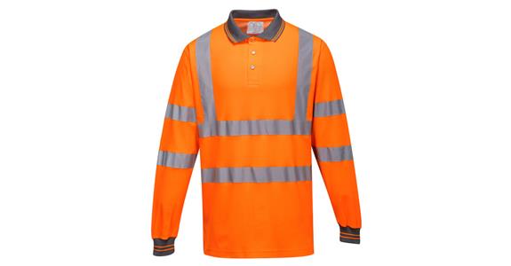 S271 - Langarm Baumwoll Komfort Poloshirt Orange Gr.  L