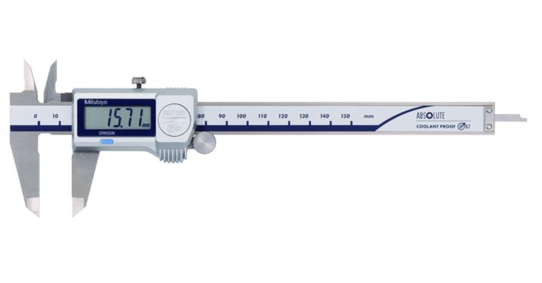 Digital ABS callipers CoolantProof 0-150 mm w. TC surfaces and drive roller