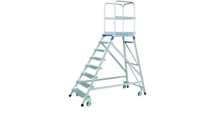 Mobile platform steps, accessible from one side, 8 steps, platform height 1.92 m