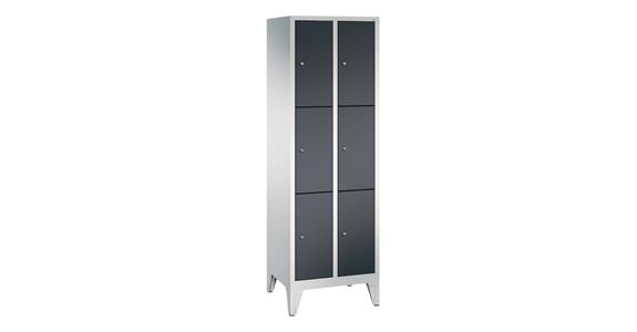 Fächerschrank Füße 2x3 Fächer RAL 7035/7016 HxBxT 1850 x 610 x 500 mm