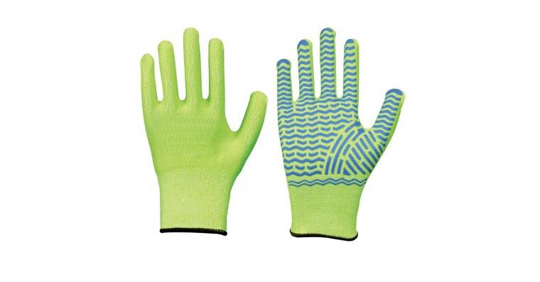 Handschuh Solidstar 1447, Gr. 7, neongelb/blau, Neon/Grip, Spezialfaser, Latex