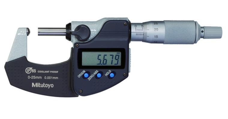 Digital-Bügelmessschraube 25-50 mm IP65 mit gewölbter Fläche und Datenausgang