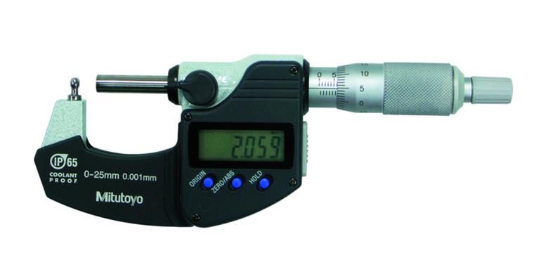 1001358773 Digital-Bügelmessschraube 0-25 mm IP65 mit gewölbten Flächen Typ B und DA