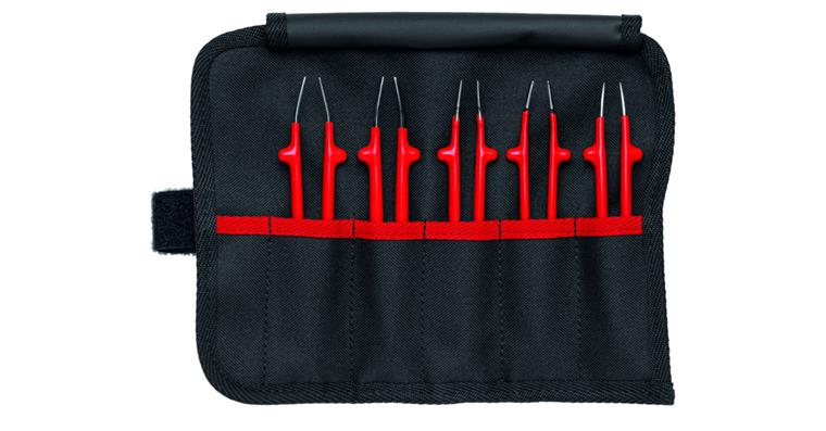 Universal tweezers set, insulated 5 pieces in tool roll
