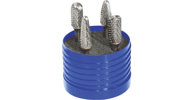 Carbide bur set 4 pieces shank diameter 6 mm with tooth pitch 3 ALU