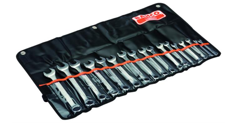Combination wrench set 15° DIN 3113 17 pieces AF 6-22 mm