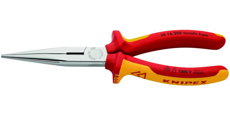 VDE snipe nose pliers 200 mm straight multi-component covers head chrome-plated