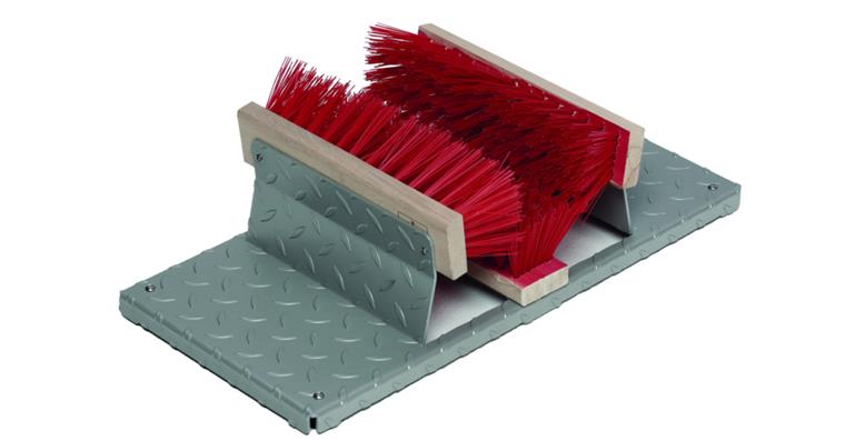1085634101 Shoe cleaner with three brushes steel checker plate hdg 455x355x170 mm