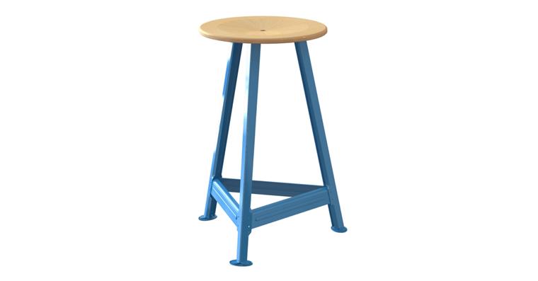 LIZZARD Werkstatt-Hocker 3-Bein Gestell H550 mm Blau
