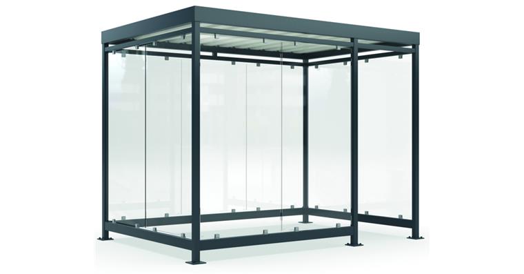 Raucherunterstand Premium V2 B 3180 mm x T 2165 mm x H 2510 mm RAL 7016