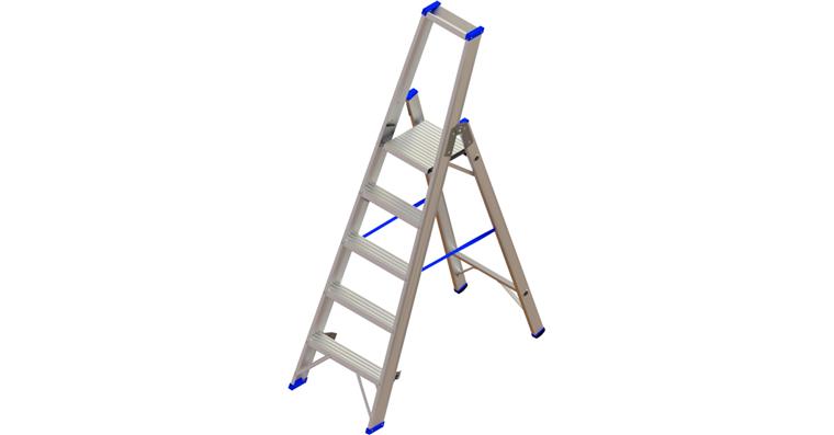 ATORN aluminium step ladder with platform 5 steps, 1-sided