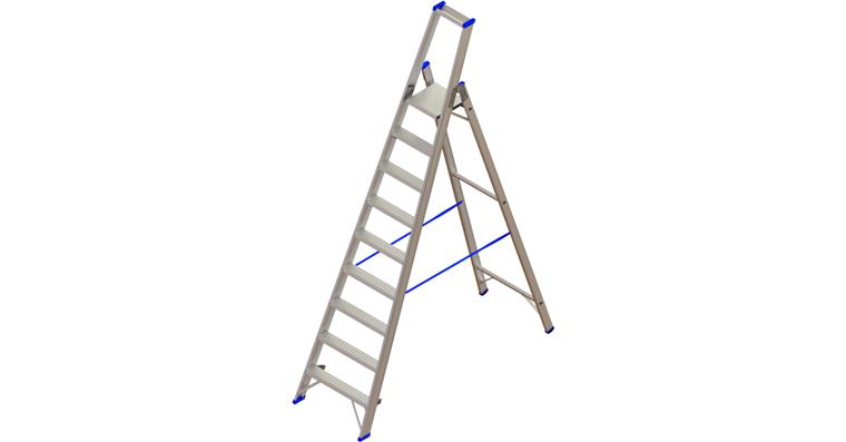 ATORN aluminium step ladder with platform 9 steps, 1-sided