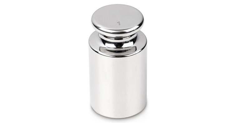 Prüfgewicht, OIML-Klasse F1, Nennwert 1 kg, Knopf, Edelstahl poliert