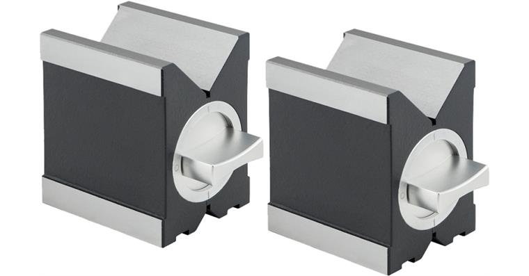ATORN meas. + clamping vee blocks 80 mm, hardened steel, magnetic, wooden case