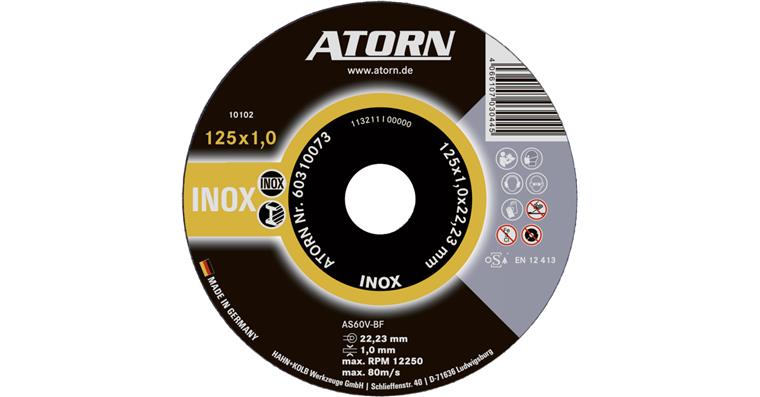 ATORN cutting disc for stainless steel, 125 x 1 x 22 mm, INOX disc