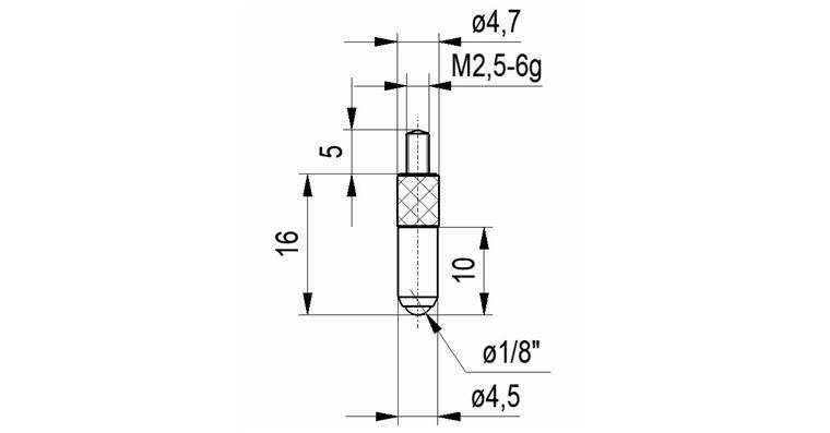 Kugeltaster Nr. 7 für Messuhren und Feinzeiger A-Gew. M2,5 3,0 mm Ø