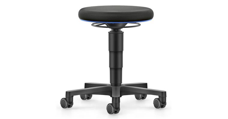 Allround Hocker mit Rollen Stoff Farbring blau