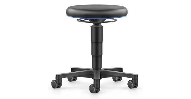 Allround Hocker mit Rollen Kunstleder Farbring blau