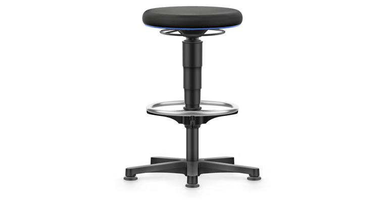 Allround Hocker hoch mit Gleiter und Ring Stoff Farbring blau
