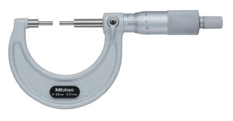 1001350858 Bügelmessschraube mit abges. Messflächen MB 0-25mm Spitzen Ø 2x5mm