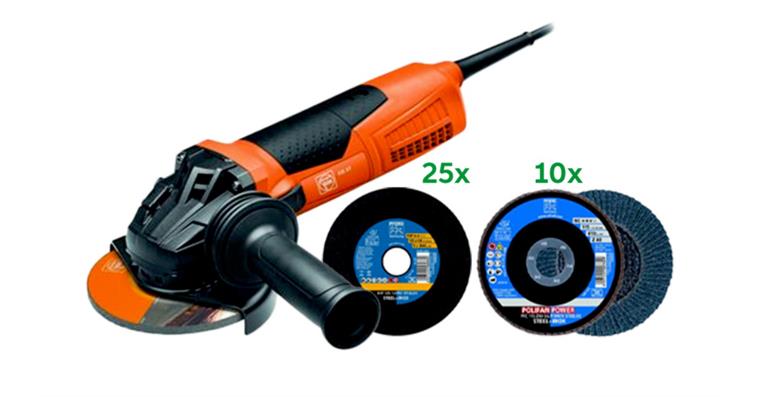 Winkelschleifer CG 17-125 1700W + PSF STEELOX 125x1 + ZSG POWER STEELOX 125 K40